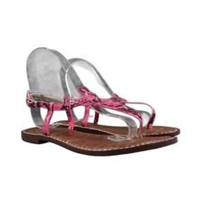 Sam Edelman Shoes Womens 5 Sandals Fashion Casual Snake Print Leather Pink Gigi